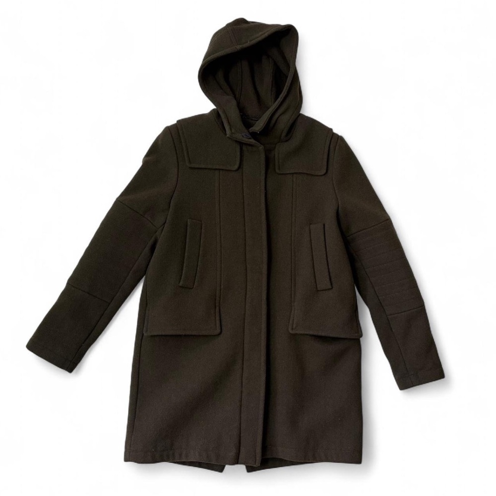 Vince Camuto Women’s Hooded Wool Coat Jacket Olive Green Longline Sz M, Warm